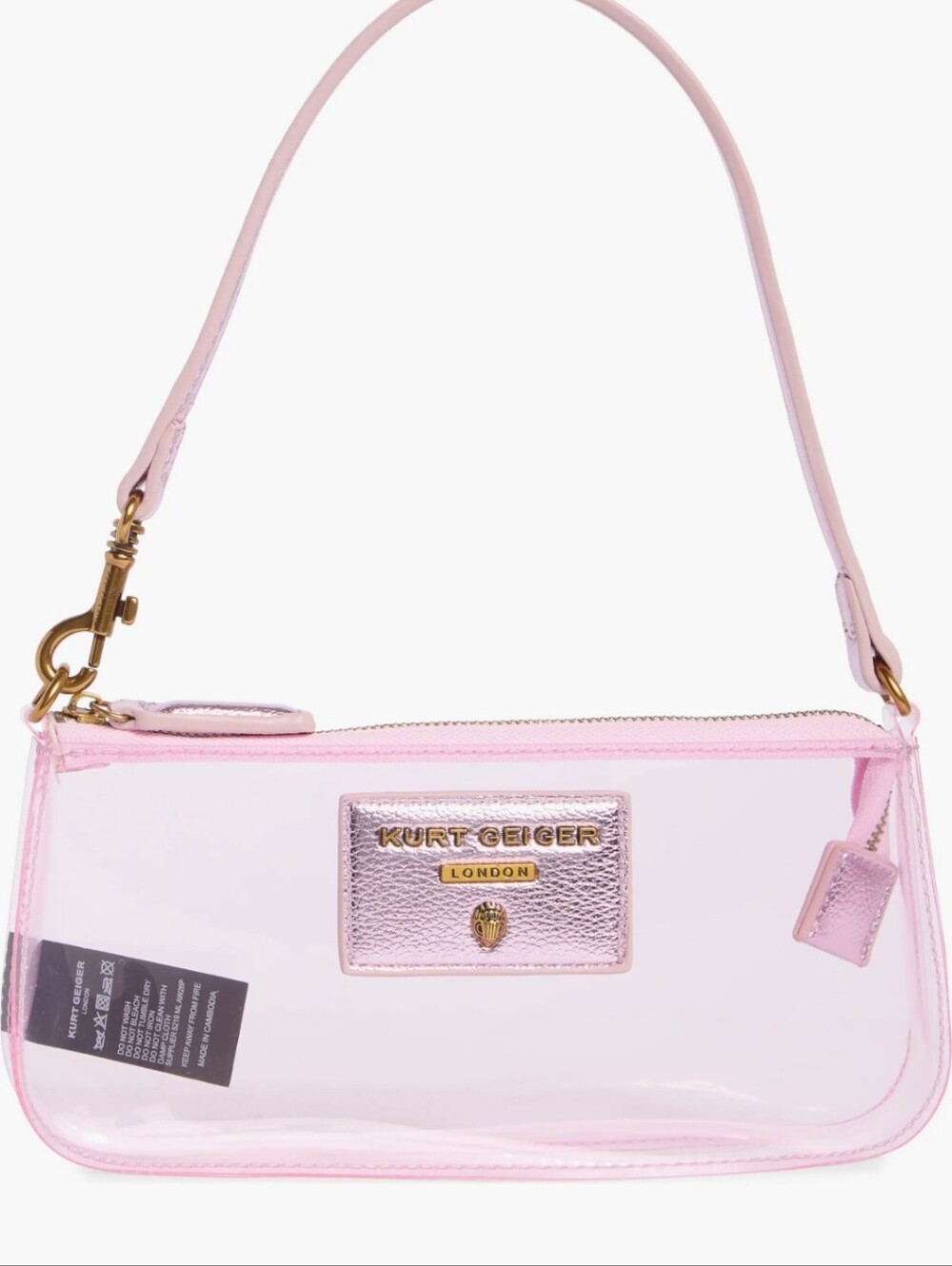 Kurt Geiger Pink Clear PVC Shoulder Bag with Gold Logo Plate/ BNWT